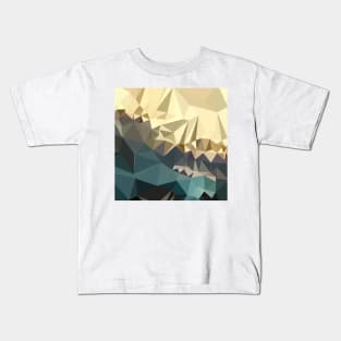 Ecru Brown Blue Abstract Low Polygon Background Kids T-Shirt